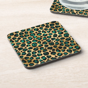 Teal and Gold Leopard Series Design 14 Getränkeuntersetzer
