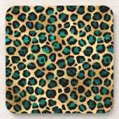 Teal and Gold Leopard Series Design 14 Getränkeuntersetzer (Vorderseite)