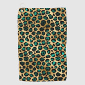Teal and Gold Leopard Series Design 14 Golfhandtuch (Vorderseite)