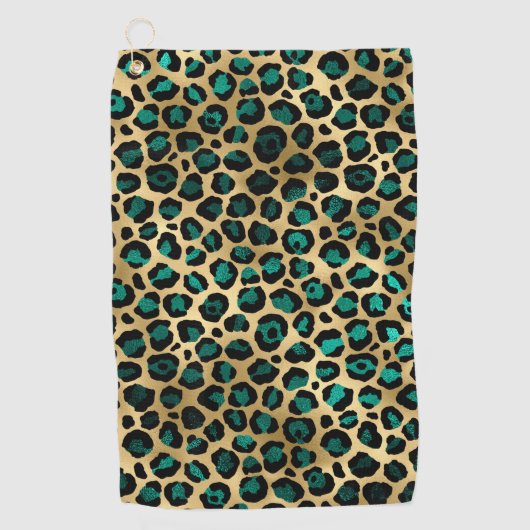 Teal and Gold Leopard Series Design 14 Golfhandtuch (Vorderseite)