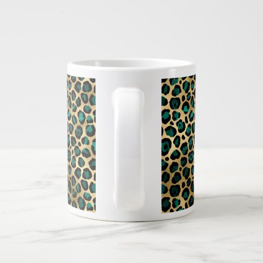 Teal and Gold Leopard Series Design 14 Jumbo-Tasse (Rückseite)