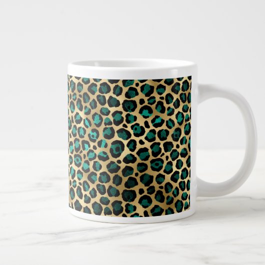 Teal and Gold Leopard Series Design 14 Jumbo-Tasse (Rechts)