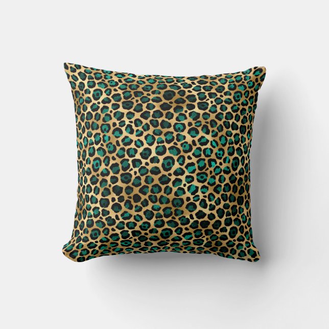 Teal and Gold Leopard Series Design 14 Kissen (Vorderseite)