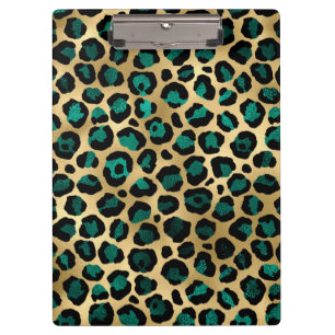 Teal and Gold Leopard Series Design 14 Klemmbrett