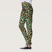 Teal and Gold Leopard Series Design 14 Leggings (Links)