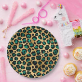 Teal and Gold Leopard Series Design 14 Pappteller (Party)
