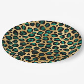 Teal and Gold Leopard Series Design 14 Pappteller (Schrägansicht)