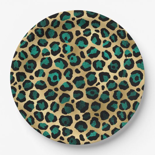 Teal and Gold Leopard Series Design 14 Pappteller (Vorderseite)