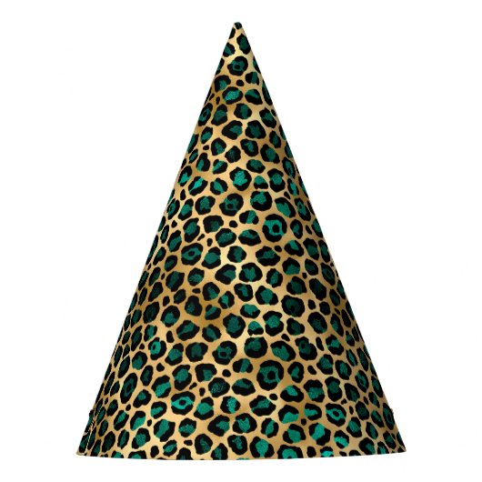 Teal and Gold Leopard Series Design 14 Partyhütchen (Vorderseite)