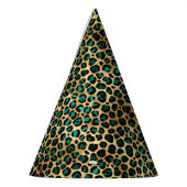 Teal and Gold Leopard Series Design 14 Partyhütchen (Links)