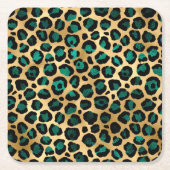 Teal and Gold Leopard Series Design 14 Rechteckiger Pappuntersetzer (Vorderseite)