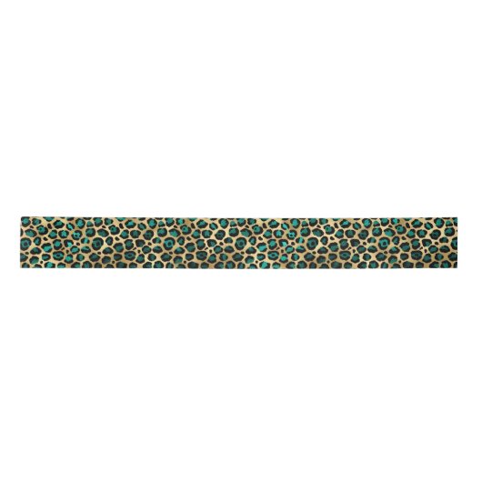 Teal and Gold Leopard Series Design 14 Satinband (Vorderseite)