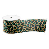 Teal and Gold Leopard Series Design 14 Satinband (Spule)