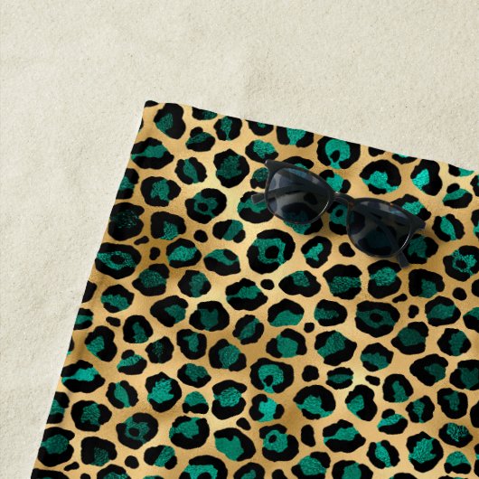 Teal and Gold Leopard Series Design 14 Strandtuch (Beispiel)