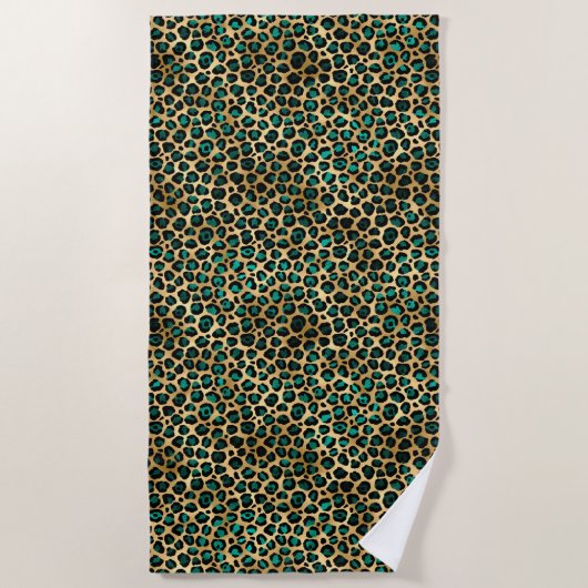 Teal and Gold Leopard Series Design 14 Strandtuch (Vorderseite)