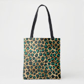 Teal and Gold Leopard Series Design 14 Tasche (Vorderseite)