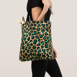 Teal and Gold Leopard Series Design 14 Tasche