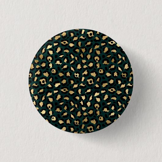 Teal and Gold Leopard Series Design 1 Button (Vorderseite)
