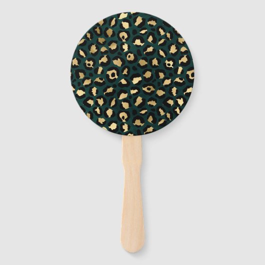 Teal and Gold Leopard Series Design 1 Fächer (Vorderseite)