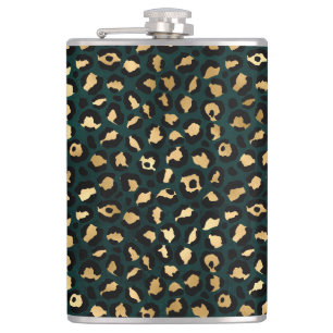 Teal and Gold Leopard Series Design 1 Flachmann