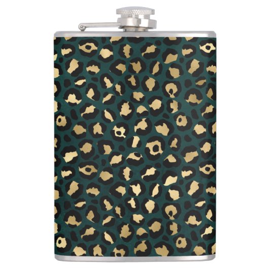 Teal and Gold Leopard Series Design 1 Flachmann (Vorderseite)