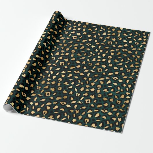 Teal and Gold Leopard Series Design 1 Geschenkpapier (Ungerollt)