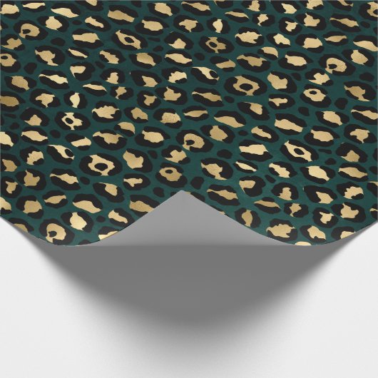Teal and Gold Leopard Series Design 1 Geschenkpapier (Ecke)
