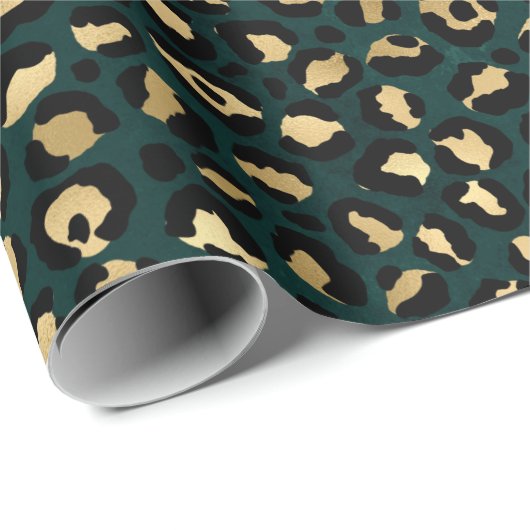 Teal and Gold Leopard Series Design 1 Geschenkpapier (Rolleneckpunkt)