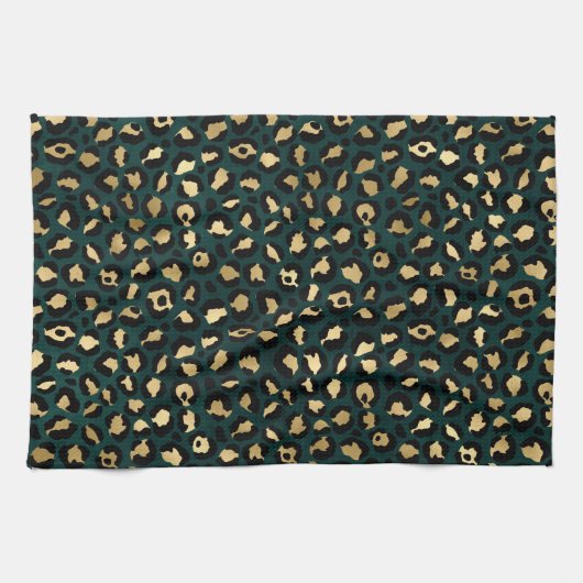 Teal and Gold Leopard Series Design 1 Geschirrtuch (Horizontal)