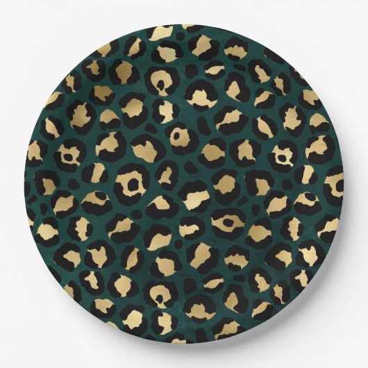 Teal and Gold Leopard Series Design 1 Pappteller (Vorderseite)