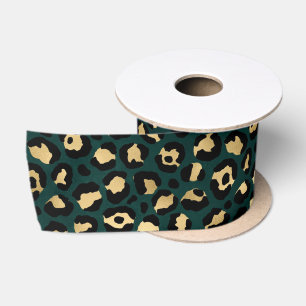 Teal and Gold Leopard Series Design 1 Satinband