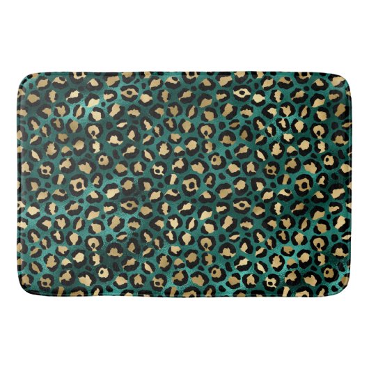 Teal and Gold Leopard Series Design 3 Badematte (Vorderseite)