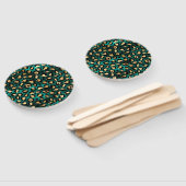 Teal and Gold Leopard Series Design 3 Fächer (Non-assembled)