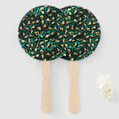 Teal and Gold Leopard Series Design 3 Fächer (Vorne und Hinten)