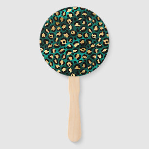 Teal and Gold Leopard Series Design 3 Fächer