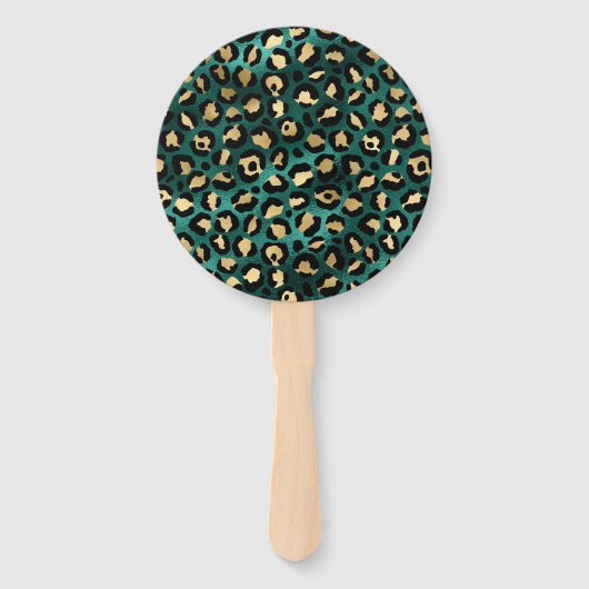 Teal and Gold Leopard Series Design 3 Fächer (Vorderseite)