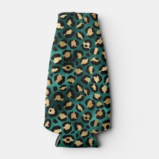 Teal and Gold Leopard Series Design 3 Flaschenkühler (Vorderseite)