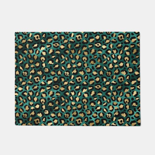 Teal and Gold Leopard Series Design 3 Fußmatte (Vorderseite)