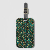 Teal and Gold Leopard Series Design 3 Gepäckanhänger (Vorderseite Vertikal)