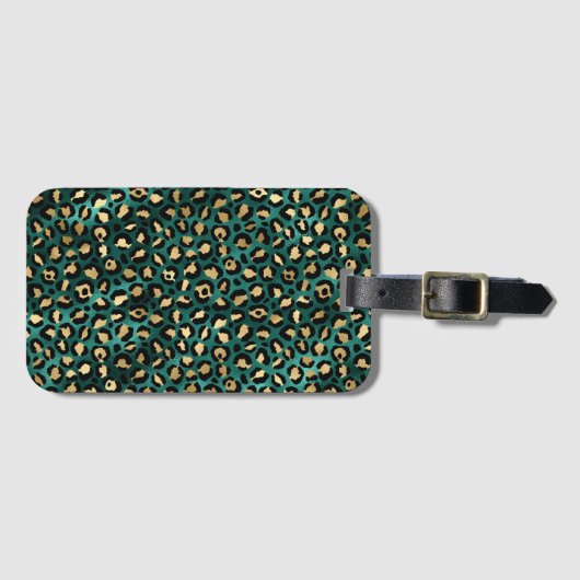 Teal and Gold Leopard Series Design 3 Gepäckanhänger (Vorderseite (Horizontal))