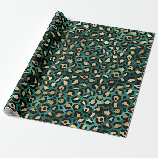 Teal and Gold Leopard Series Design 3 Geschenkpapier (Ungerollt)
