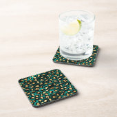 Teal and Gold Leopard Series Design 3 Getränkeuntersetzer (Rechte Seite)