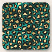 Teal and Gold Leopard Series Design 3 Getränkeuntersetzer (Vorderseite)