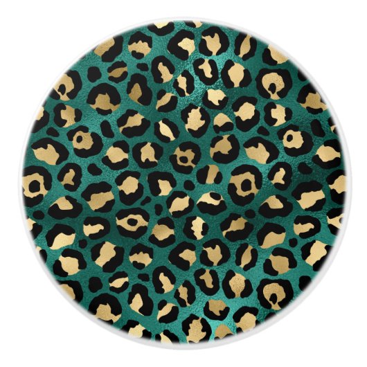Teal and Gold Leopard Series Design 3 Keramikknauf (Vorderseite)