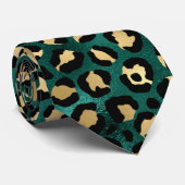 Teal and Gold Leopard Series Design 3 Krawatte (Gerollt)