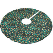 Teal and Gold Leopard Series Design 3 Polyester Weihnachtsbaumdecke (Schrägansicht)