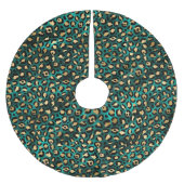Teal and Gold Leopard Series Design 3 Polyester Weihnachtsbaumdecke (Vorderseite)
