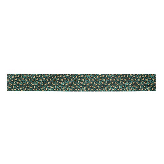 Teal and Gold Leopard Series Design 3 Satinband (Vorderseite)