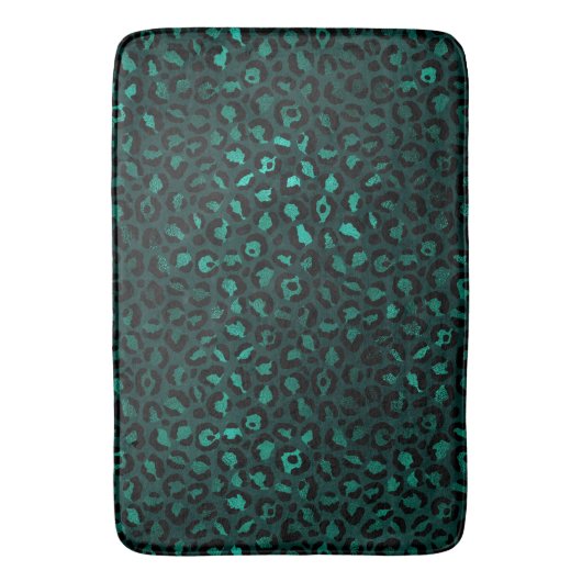 Teal and Gold Leopard Series Design 4 Badematte (Vorderseite Vertikal)
