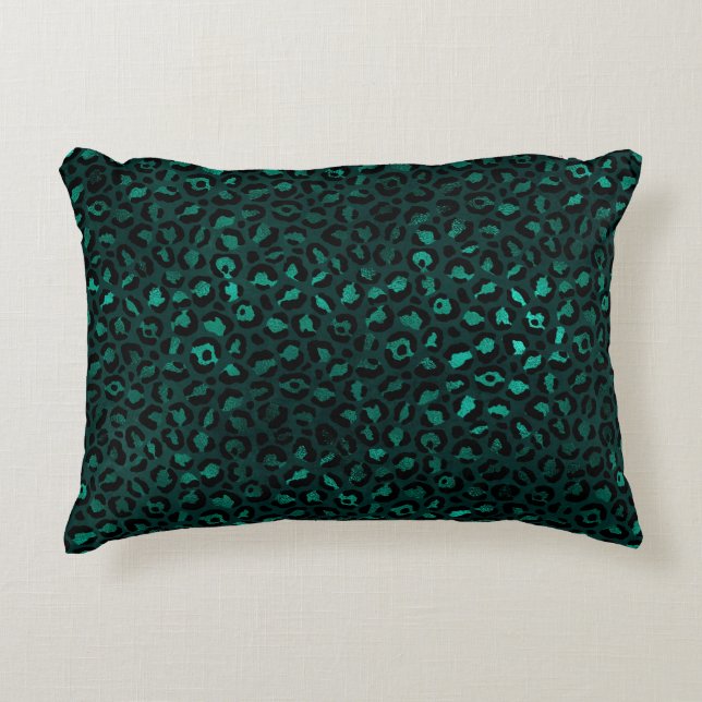 Teal and Gold Leopard Series Design 4 Dekokissen (Vorderseite)